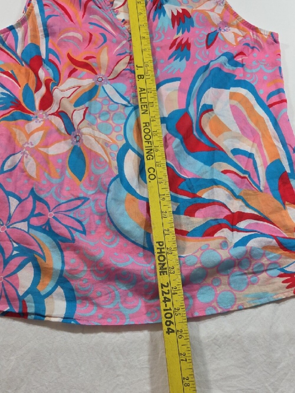 Talbots Pink Floral-Print Ruffle Henley Camisole Sleeveless Button Summer Light - Picture 7 of 8